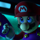 Mario takes aim in a Nintendo game.
